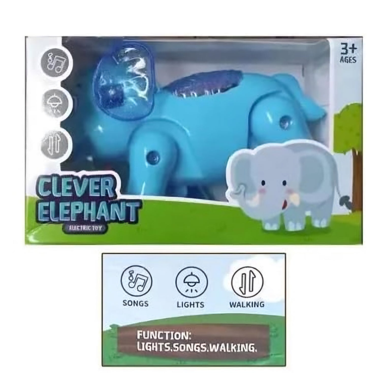 Clever Elephant Musical Walking Toy with Light and Sound for Kids