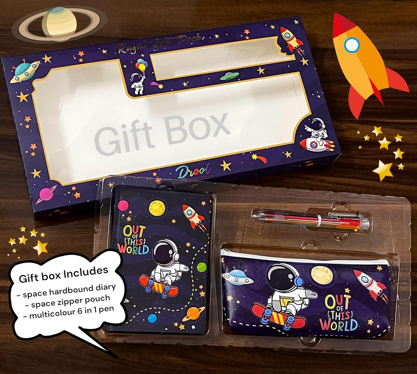 Royal Astronaut Space Pack (Diary + Stationery Pouch + Multicolor Pen)