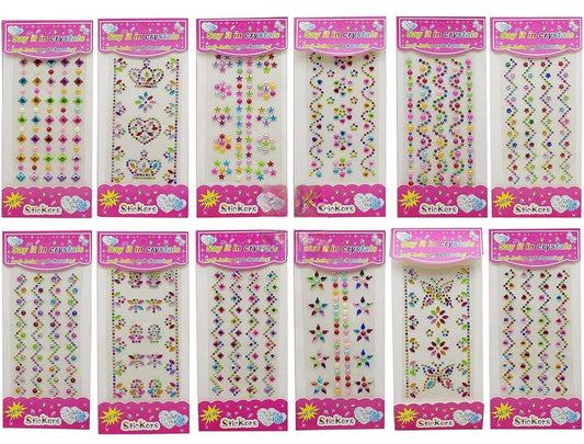 Self Adhesive Multicolored Design Stone Crystal Shaped Stickers for Craft
